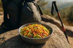 Fresh lime and crushed peanuts tossed with shredded cabbage and carrots in a colorful Thai-inspired slaw.