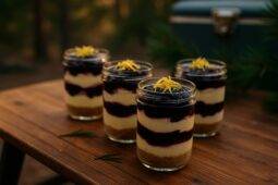 Blackberry Lemon Swirl Cheesecake Jars camp recipe image