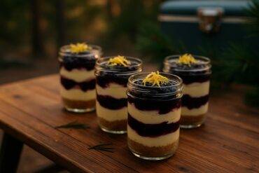 Blackberry Lemon Swirl Cheesecake Jars camp recipe image