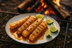 Caramelized Pineapple With Spiced Honey Drizzle camp recipe image