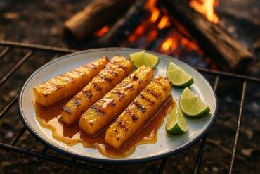 Caramelized Pineapple With Spiced Honey Drizzle camp recipe image