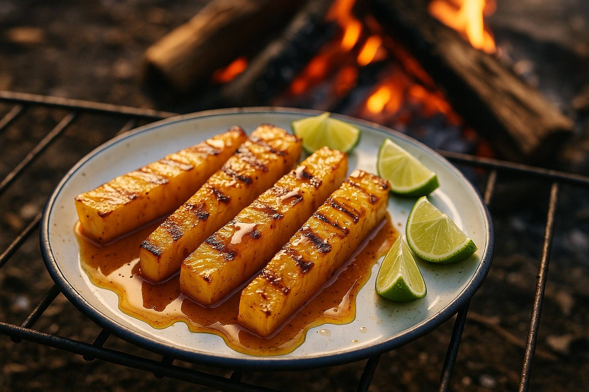 Caramelized Pineapple With Spiced Honey Drizzle camp recipe image