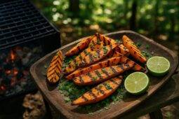 Chili Lime Grilled Sweet Potato Wedges camp recipe image