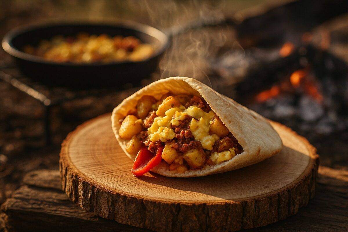 Chorizo Potato Breakfast Pitas camp recipe image