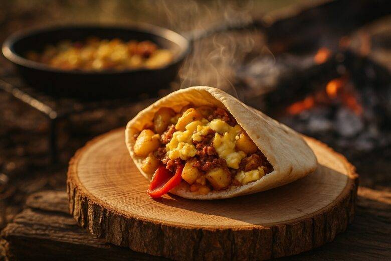 Chorizo Potato Breakfast Pitas camp recipe image