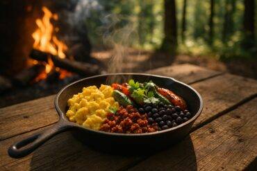 Chorizo Roasted Pepper Breakfast Burrito Bowls camp recipe image