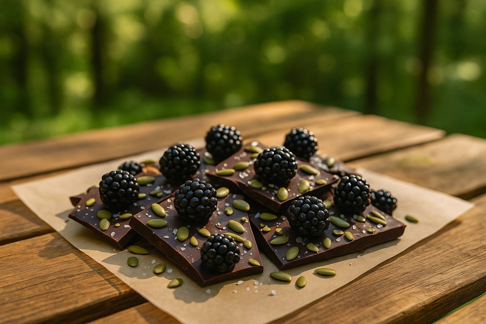 Dark Chocolate Blackberry Bark camp recipe image
