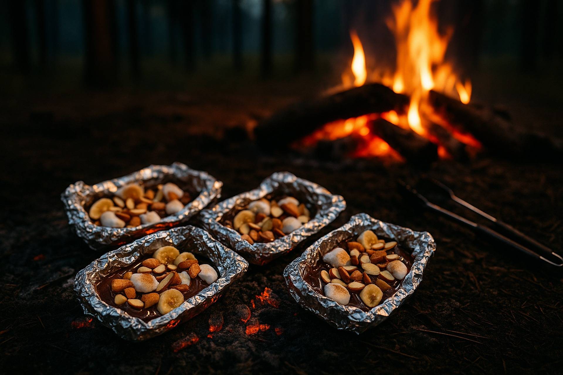 Foil Baked Chocolate Banana Almond S More Pockets camp recipe image