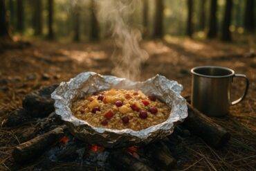 Foil Packet Apple Cranberry Oatmeal Bake camp recipe image