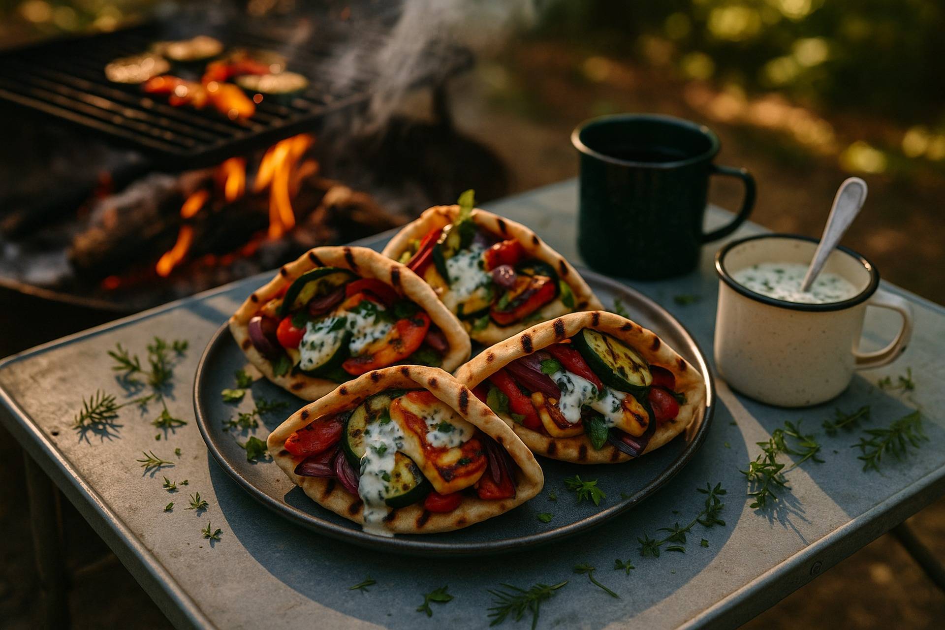 Grilled Vegetable Halloumi Pita Pockets camp recipe image