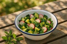 Smashed Cucumber And Radish Salad With Mint camp recipe image