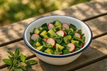 Smashed Cucumber And Radish Salad With Mint camp recipe image