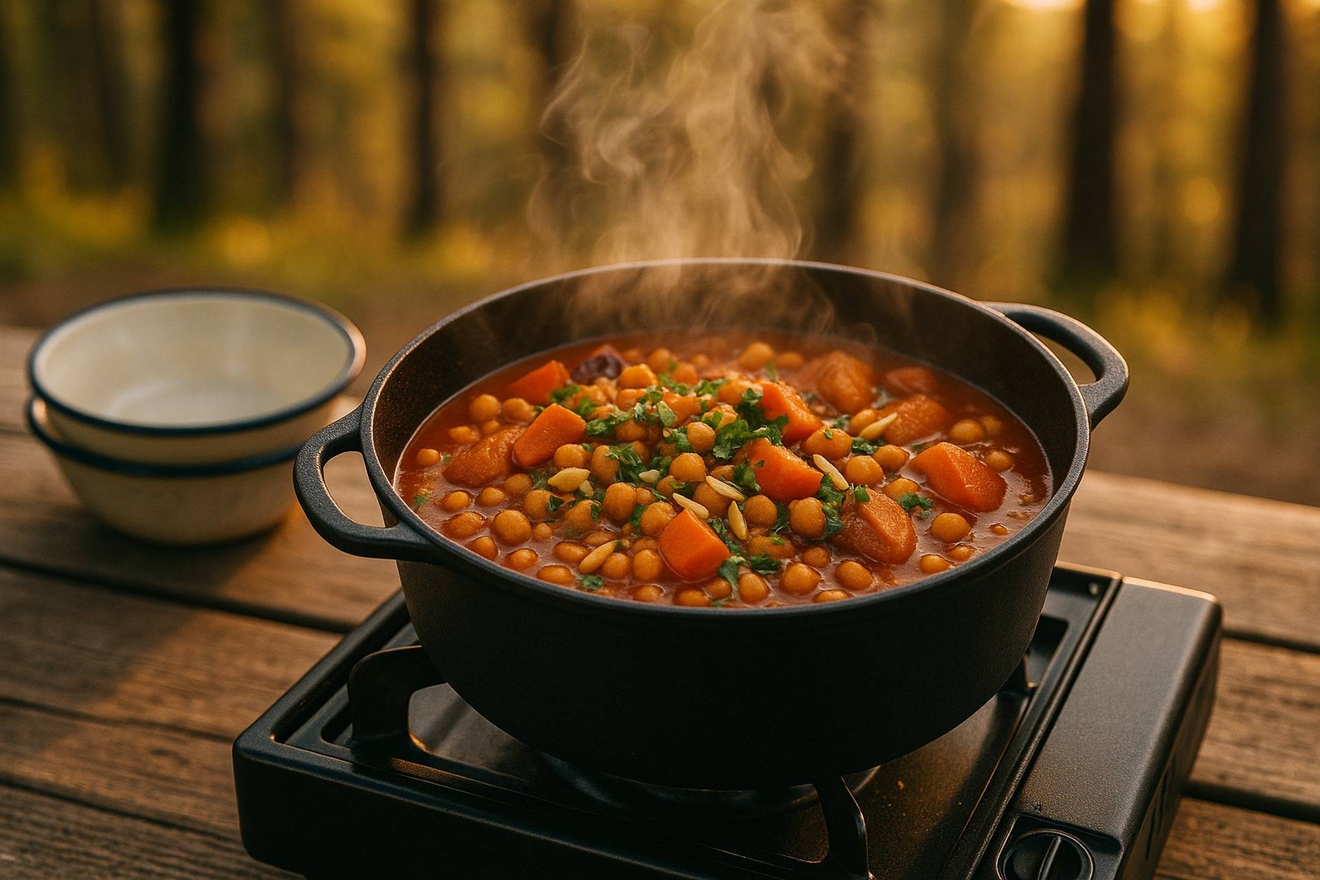 Spiced Chickpea Tagine With Apricots Almonds camp recipe image