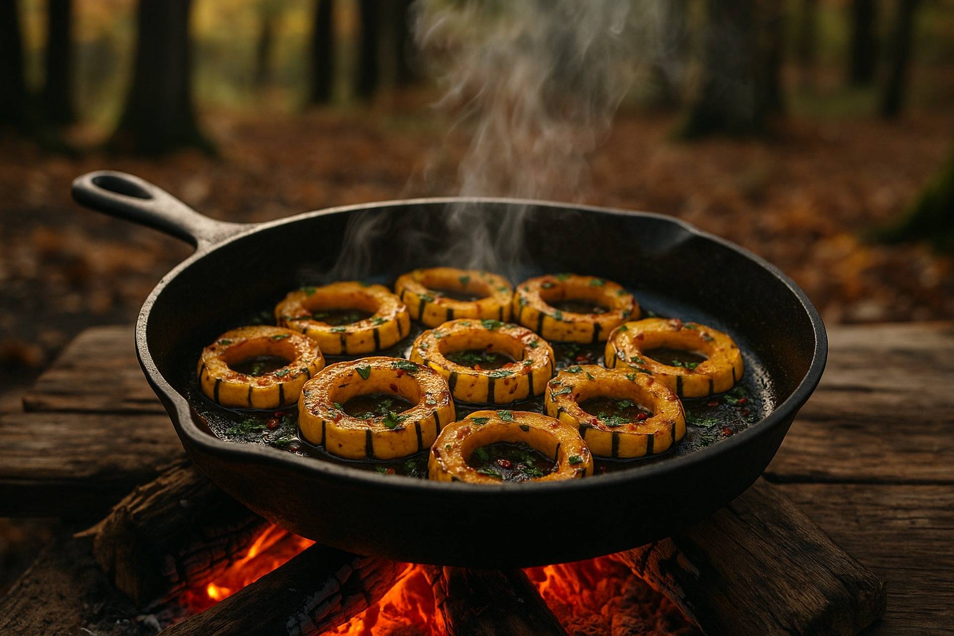 Spicy Maple Roasted Delicata Squash Rings camp recipe image